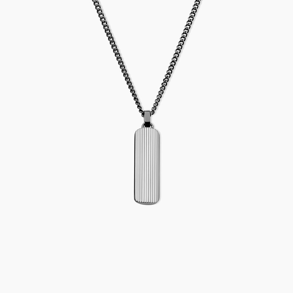 Collier Pantheon Acier Gris - Bijoux sans pierre Homme | Histoire d&rsquo;Or