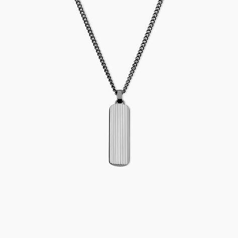 Collier Pantheon Acier Gris - Bijoux sans pierre Homme | Histoire d&rsquo;Or