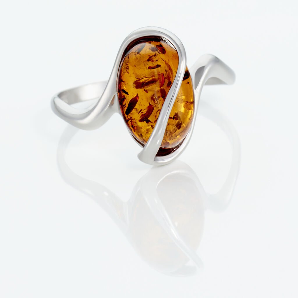 Bague Argent Blanc Leeloo Ambre - Bagues solitaires Femme | Histoire d&rsquo;Or