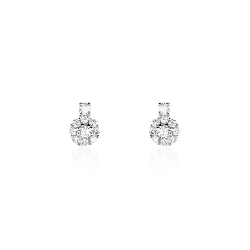 Boucles D'oreilles Puces Melyna Argent Blanc Oxyde De Zirconium - Boucles d'oreilles fantaisie Femme | Histoire d’Or