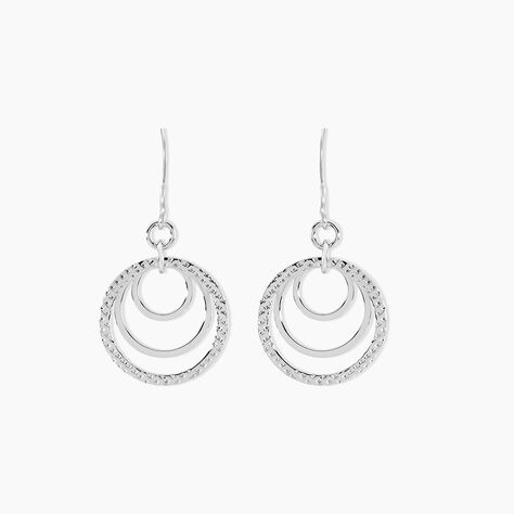 Boucles D'oreilles Pendantes Lilia Argent Blanc - Boucles d'oreilles fantaisie Femme | Histoire d’Or