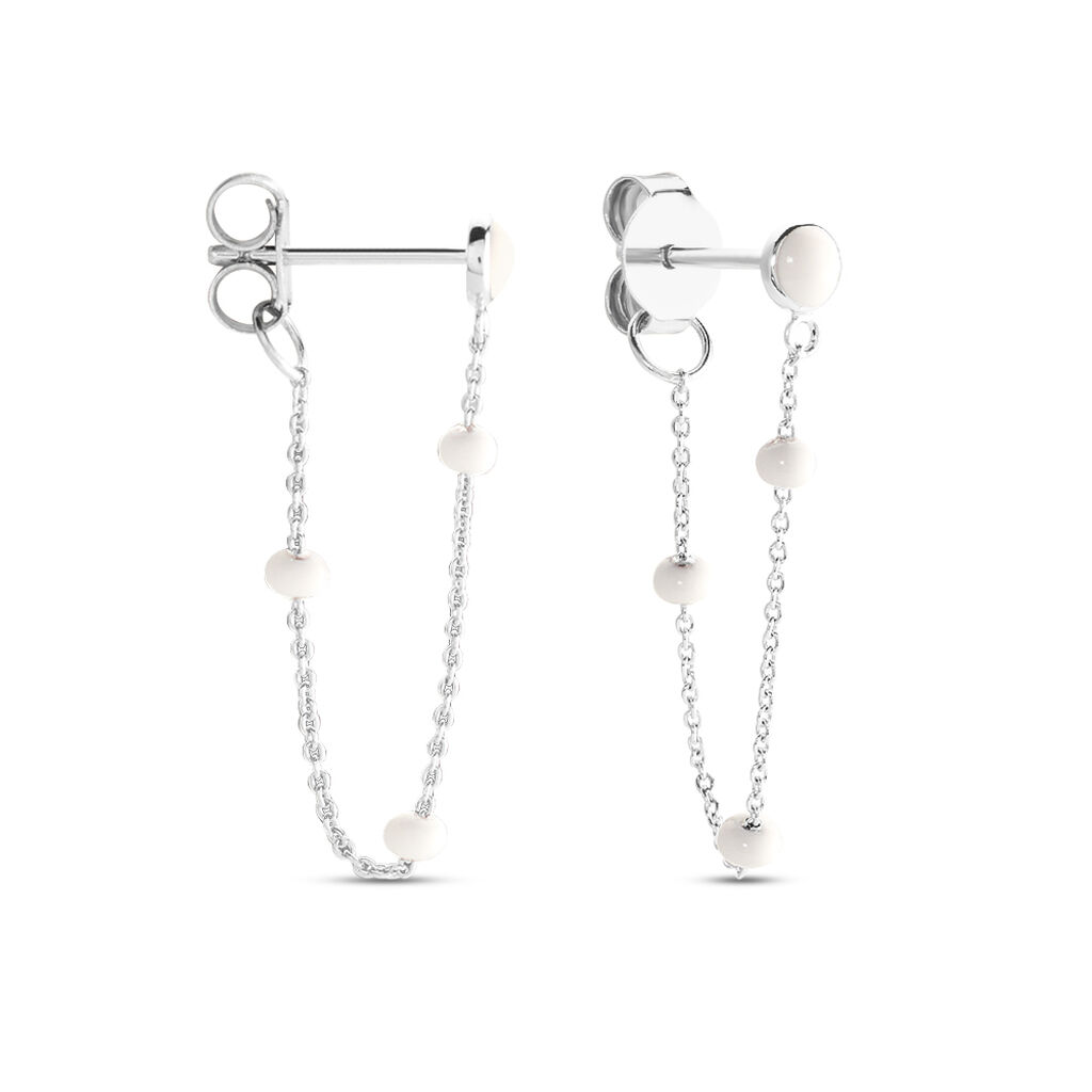 Boucles D'oreilles Pendantes Polka Argent Blanc - Boucles d'oreilles fantaisie Femme | Histoire d&rsquo;Or