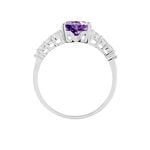 Bague Or Blanc Fany Am&eacute;thyste Oxydes De Zirconium - Bagues solitaires Femme | Histoire d&rsquo;Or