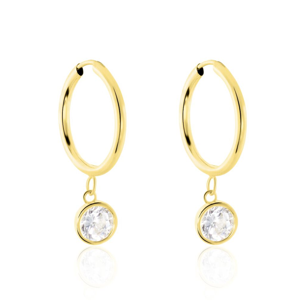 Creoles Or Jaune Lowan Oxyde De Zirconium - Boucles d'oreilles cr&eacute;oles Femme | Histoire d&rsquo;Or