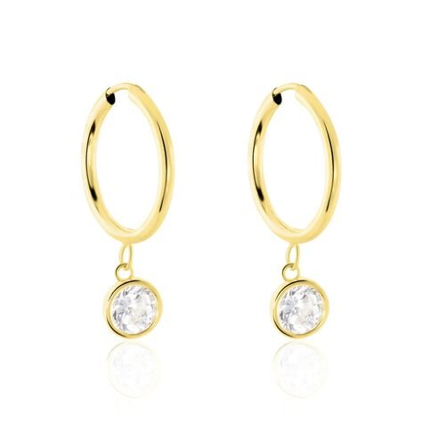 Creoles Or Jaune Lowan Oxyde De Zirconium - Boucles d'oreilles cr&eacute;oles Femme | Histoire d&rsquo;Or
