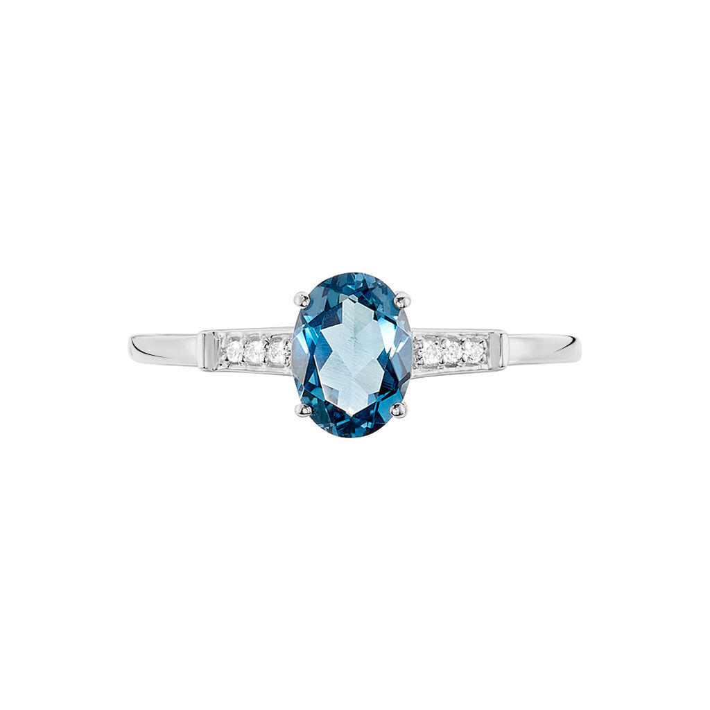Bague Royanne Or Blanc Topaze Et Oxyde De Zirconium - Bagues solitaires Femme | Histoire d&rsquo;Or
