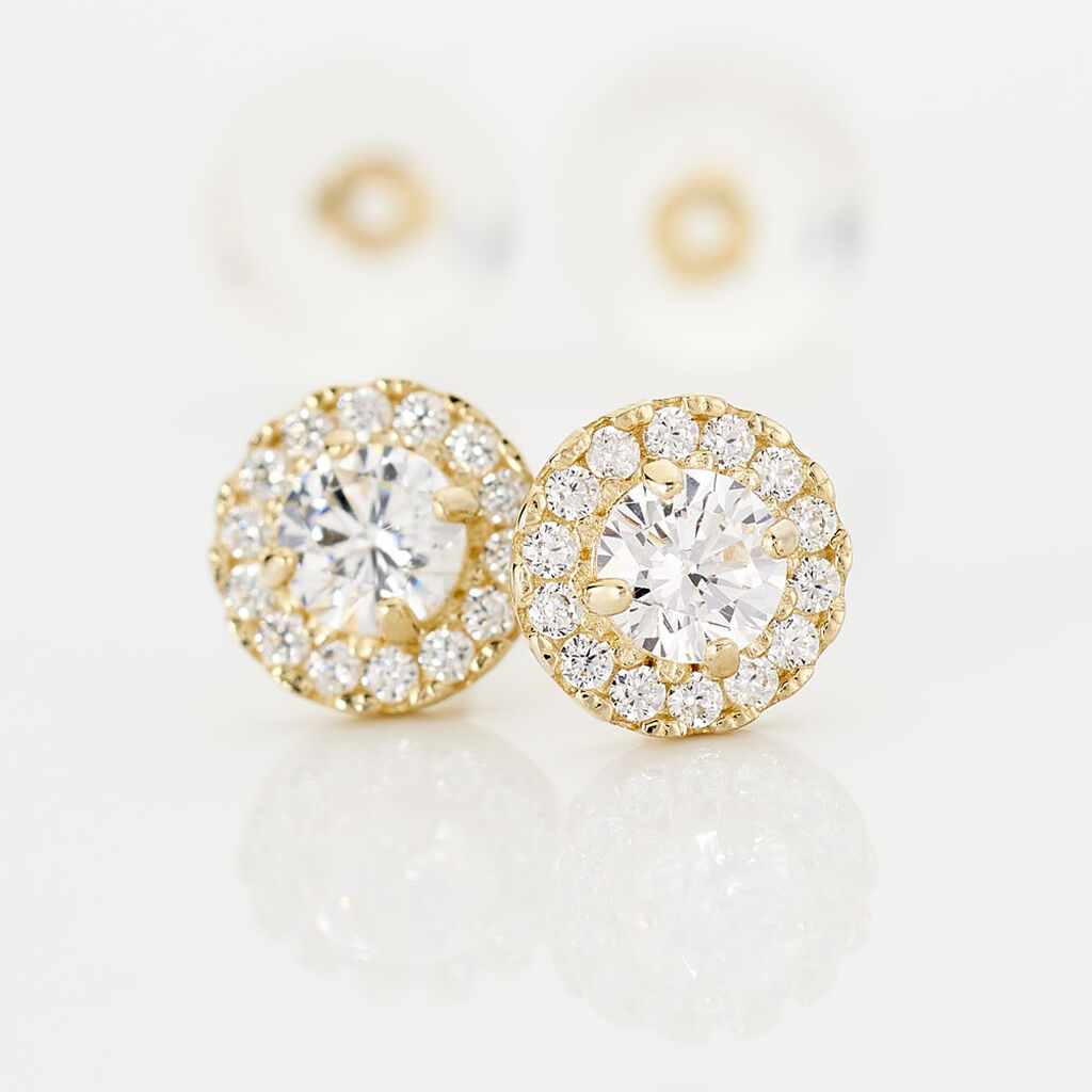 Boucles D'oreilles Puces Edmee Or Jaune Oxyde De Zirconium - Clous d'oreilles Femme | Histoire d’Or
