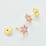 Boucles D'oreilles Puces Or Jaune Talia Email - Clous d'oreilles Enfant | Histoire d&rsquo;Or