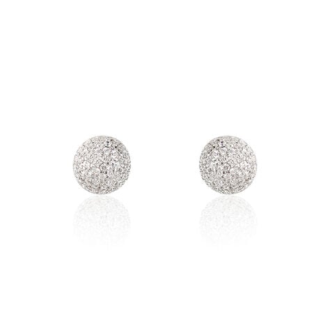 Boucles D'oreilles Puces Perta Argent Blanc Oxyde De Zirconium - Boucles d'oreilles fantaisie Femme | Histoire d’Or