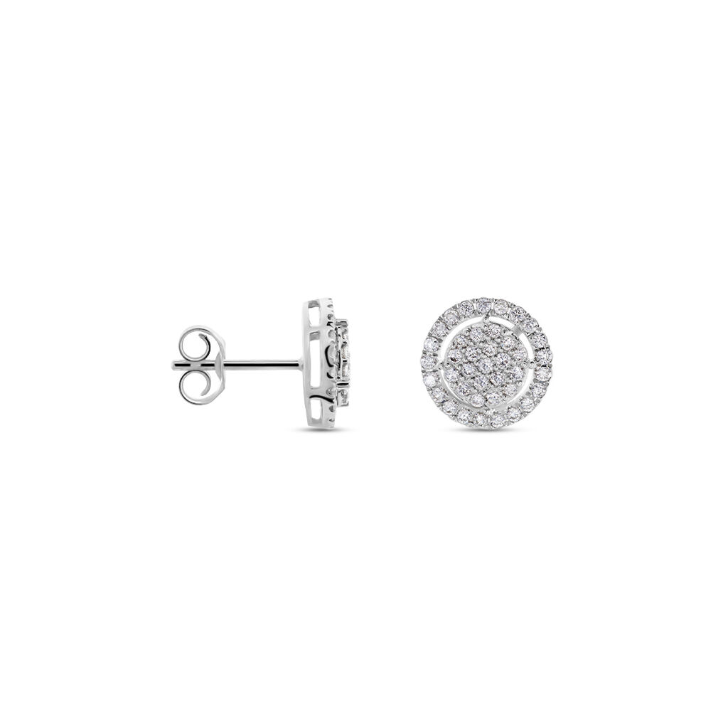 Boucles D'oreilles Puces Or Blanc Nawra Diamants Synth&eacute;tiques - Clous d'oreilles Femme | Histoire d&rsquo;Or