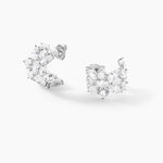 Boucles D'Oreilles Cr&eacute;oles Glow Up Argent Blanc Oxyde De Zirconium - Boucles d'oreilles cr&eacute;oles Femme | Histoire d&rsquo;Or