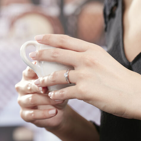 Bague Solitaire Apryl Or Blanc Oxyde De Zirconium - Bagues solitaires Femme | Histoire d’Or