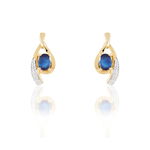 Boucles D'oreilles Puces Sagesse Or Jaune Saphir Et Diamant - Clous d'oreilles Femme | Histoire d&rsquo;Or