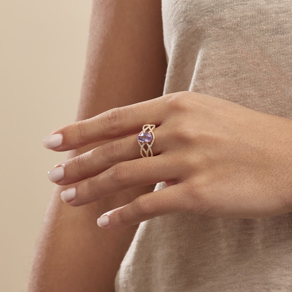 Bague Tina Or Jaune Amethyste Et Oxyde De Zirconium - Bagues solitaires Femme | Histoire d’Or