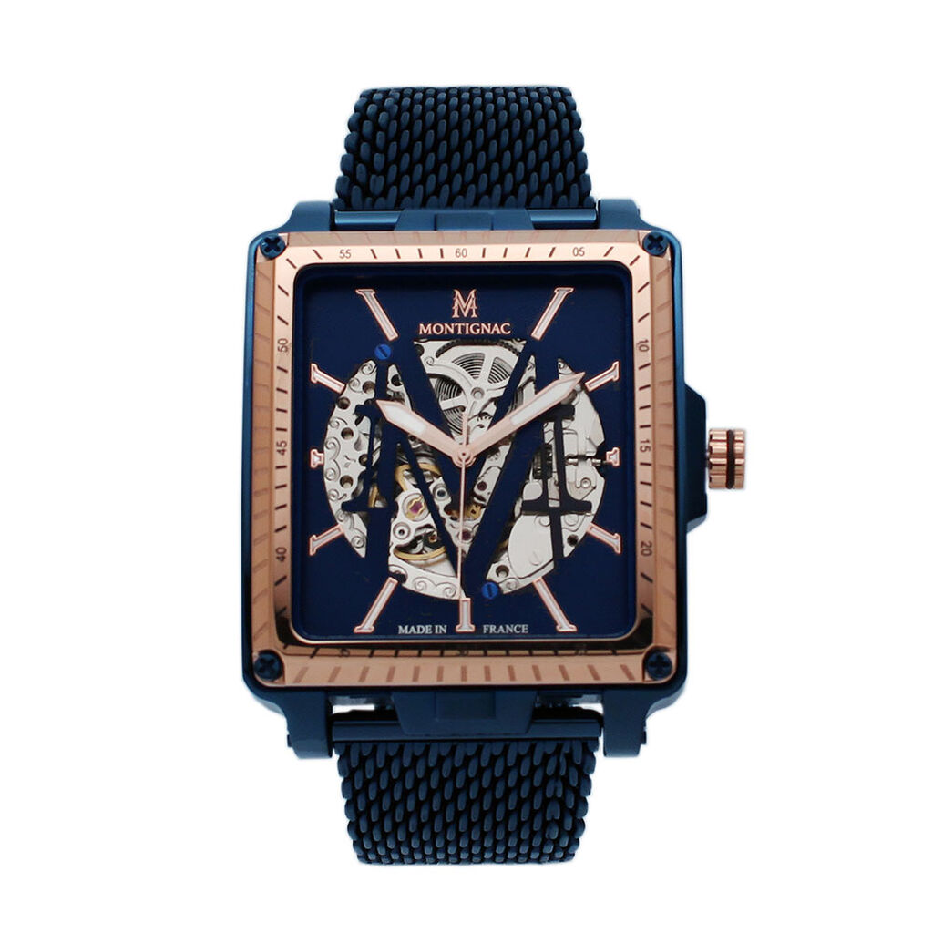 Montre Montignac Square Automatique Bleu - Montres Homme | Histoire d’Or