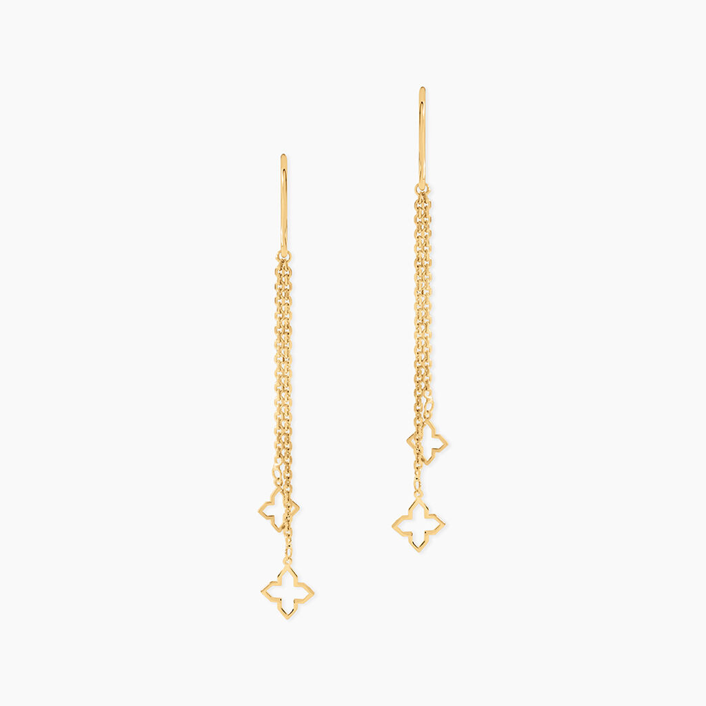 Boucles D'Oreilles Pendantes Narendra Argent Dor&eacute; A L'Or 750/1000 - Boucles d'oreilles pendantes Femme | Histoire d&rsquo;Or