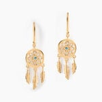 Boucles D'oreilles Plaqu&eacute; Or Jaune Attrape R&ecirc;ves Turquoises - Boucles d'oreilles fantaisie Femme | Histoire d&rsquo;Or