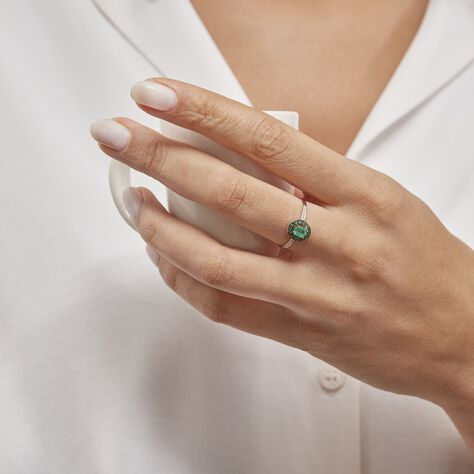 Bague Leona Or Blanc Emeraude Diamant - Bagues solitaires Femme | Histoire d’Or