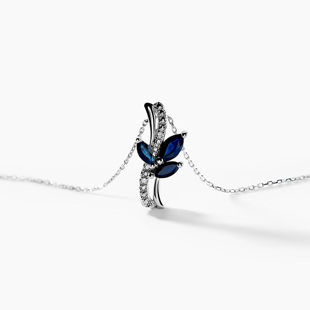 Collier Angie Or Blanc Saphir Diamant - Colliers Femme | Histoire d’Or