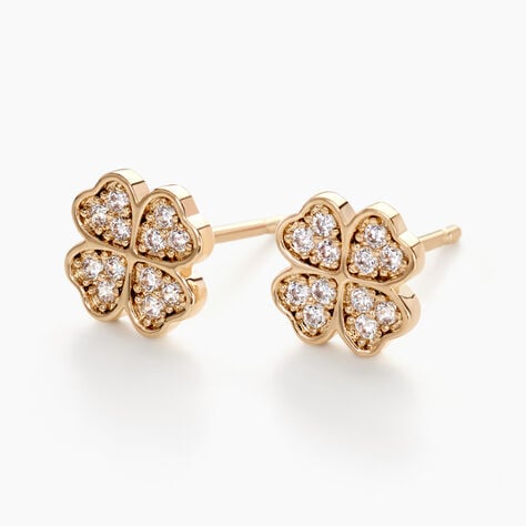 Boucles D'oreilles Puces Rhosyn Plaqué Or Jaune Oxyde - Boucles d'oreilles fantaisie Femme | Histoire d’Or
