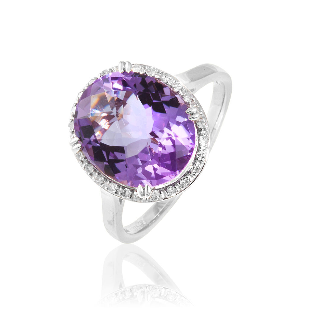 Bague Anna Or Blanc Amethyste Et Diamant - Bagues solitaires Femme | Histoire d&rsquo;Or