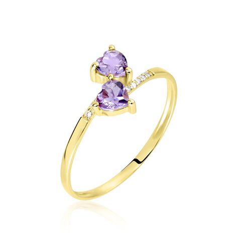 Bague Myrtie Or Jaune Amethyste Violet Oxyde De Zirconium - Bagues avec pierre Femme | Histoire d&rsquo;Or
