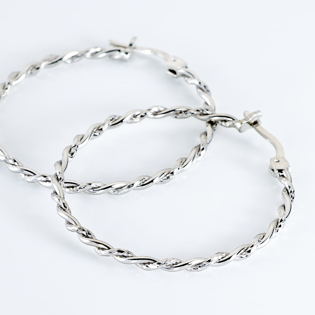 Créoles Argent Blanc Abie - Boucles d'oreilles créoles Femme | Histoire d’Or