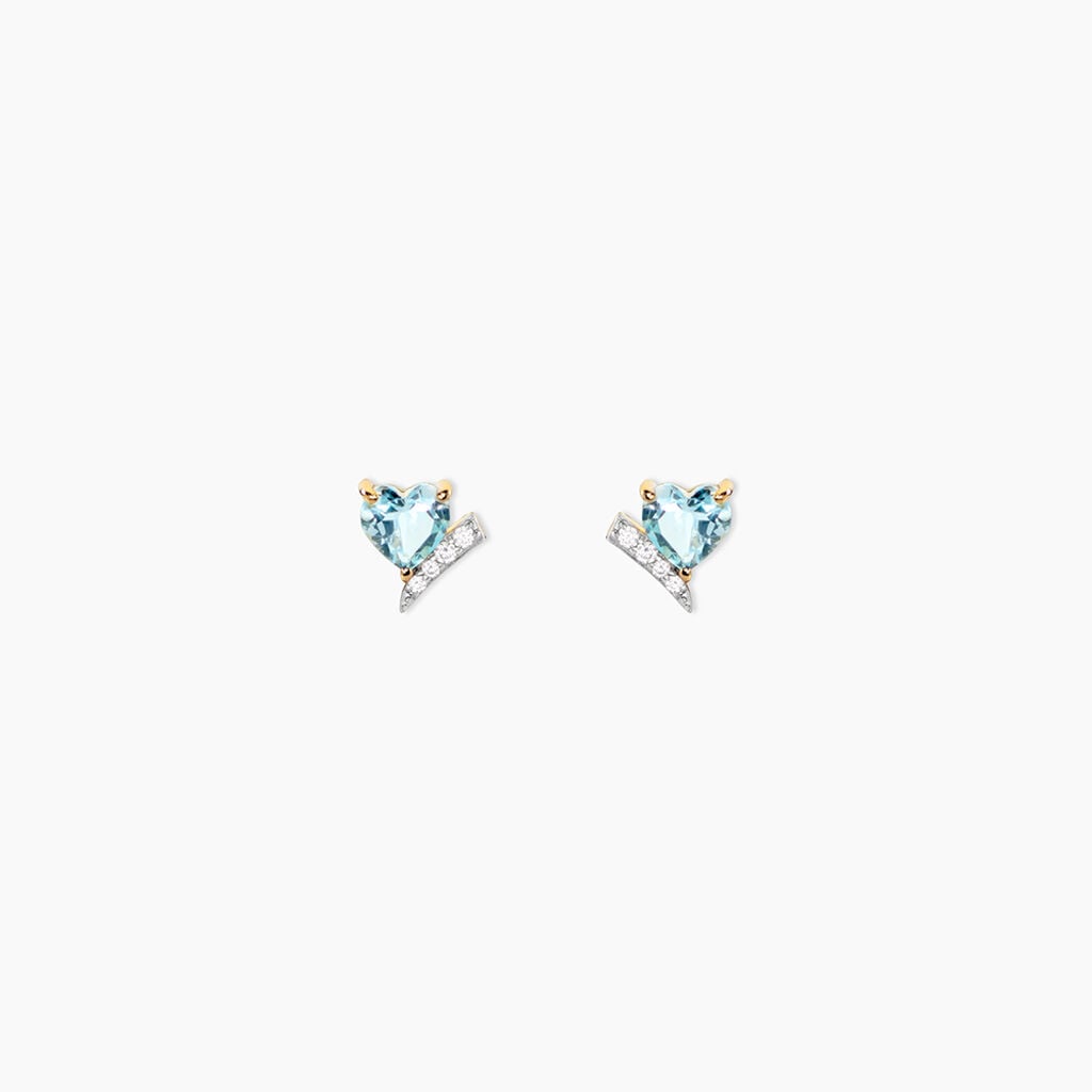 Boucles D'Oreilles Puces Eva Argent Dor&eacute; A L'Or 750/1000 Topaze Oxyde De Zirconium - Clous d'oreilles Femme | Histoire d&rsquo;Or