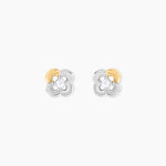 Boucles D'Oreilles Puces Or Jaune Argent Blanc Oxyde De Zirconium - Clous d'oreilles Femme | Histoire d&rsquo;Or
