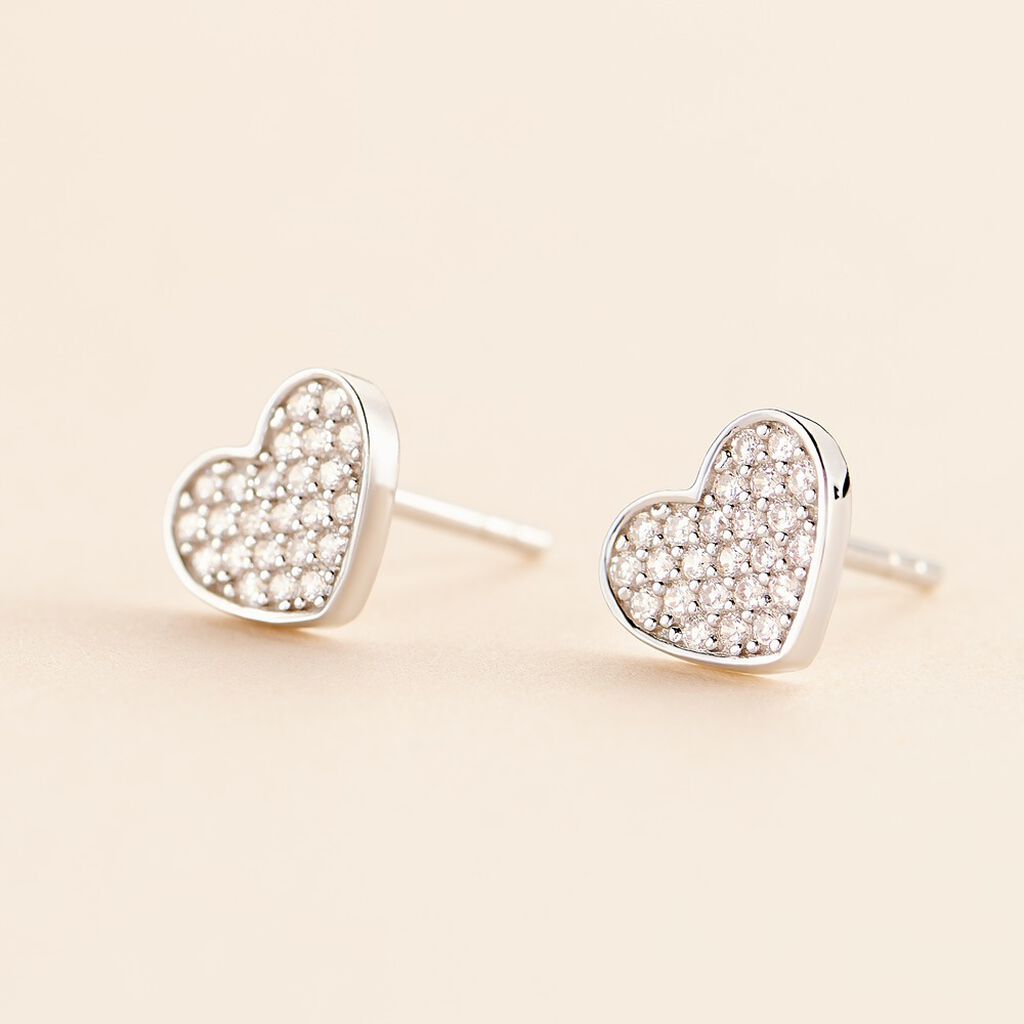 Boucles D'oreilles Puces Esperanza Argent Blanc Oxyde De Zirconium - Boucles d'oreilles fantaisie Femme | Histoire d’Or