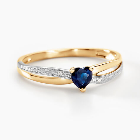 Bague Skylar Or Bicolore Saphir Diamant - Bagues solitaires Femme | Histoire d’Or