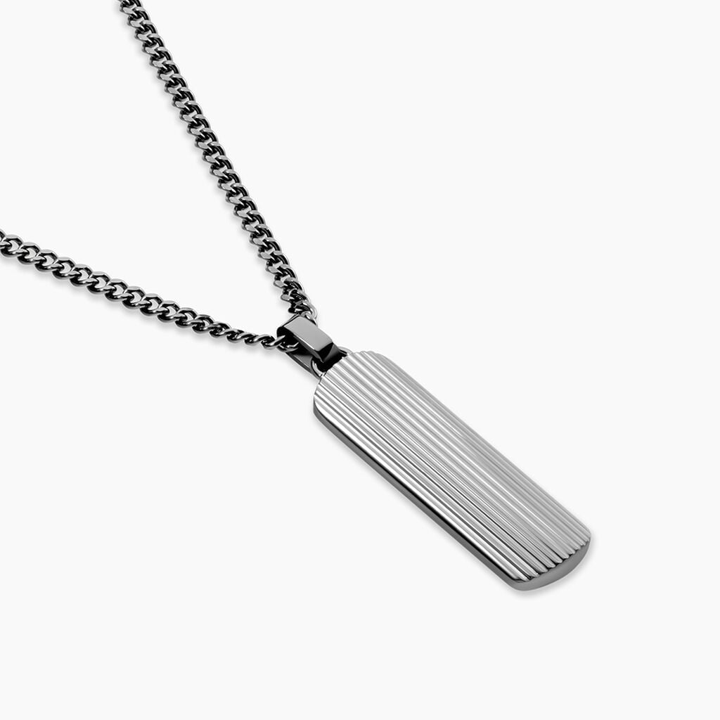 Collier Pantheon Acier Gris - Bijoux sans pierre Homme | Histoire d&rsquo;Or