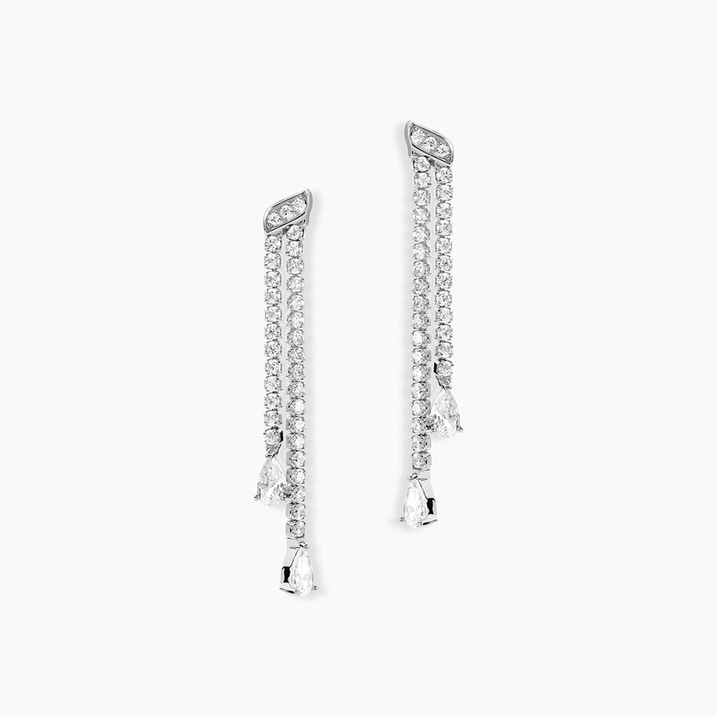 Boucles D'oreilles Pendantes Isalis Argent Blanc Oxyde De Zirconium - Boucles d'oreilles fantaisie Femme | Histoire d&rsquo;Or
