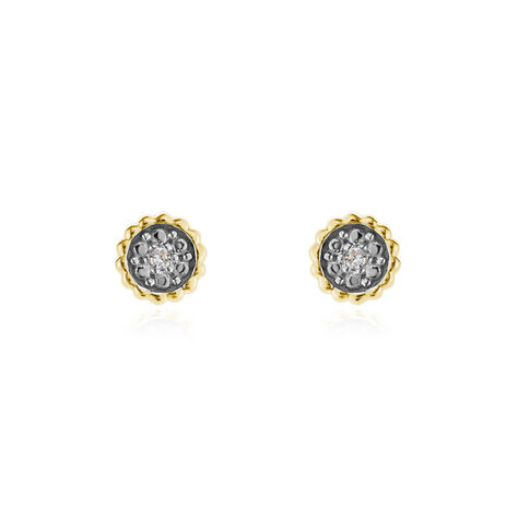 Boucles D'oreilles Puces Mon 1er Diamant Or Jaune Diamant - Clous d'oreilles Femme | Histoire d’Or