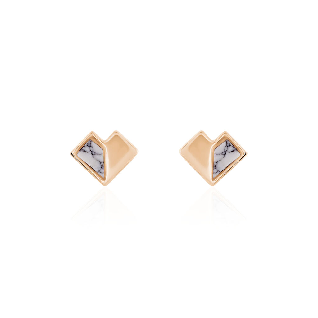 Boucles D'oreilles Puces Rossana Argent Rose Pierre De Synthese - Boucles d'oreilles fantaisie Femme | Histoire d’Or