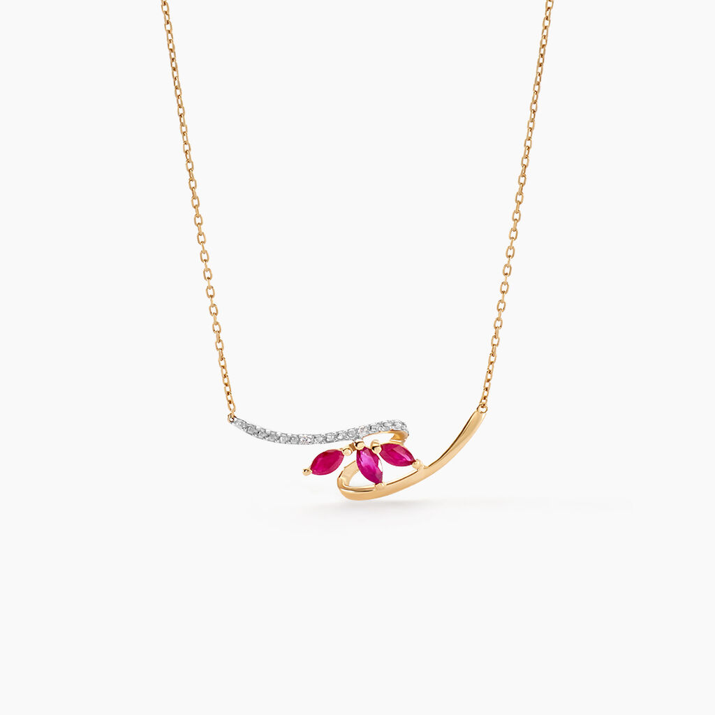 Collier Petale Or Bicolore Rubis Et Diamant - Colliers Femme | Histoire d’Or