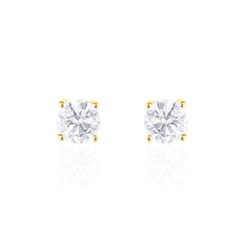 Boucles D'oreilles Puces 4 Griffes Or Jaune Diamant Synthetique - Clous d'oreilles Femme | Histoire d’Or