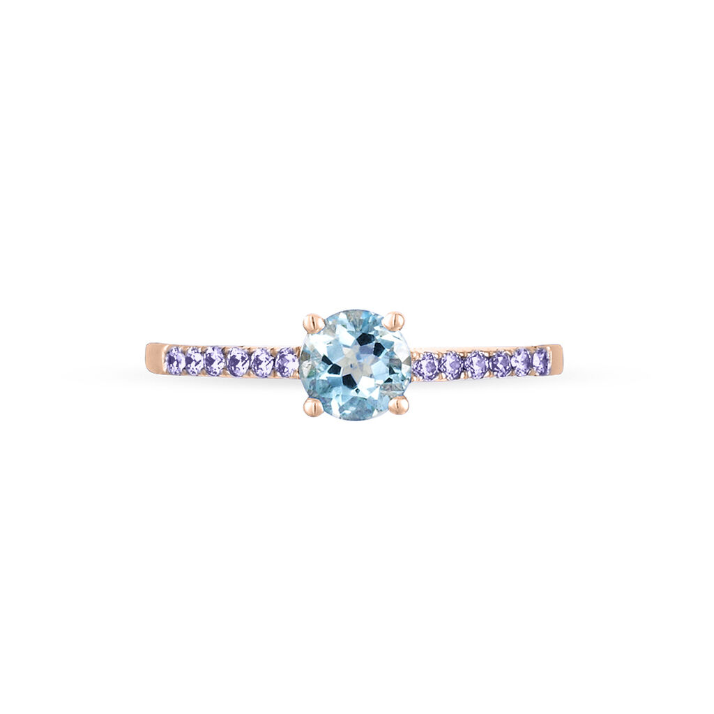 Bague Manon Or Rose Topaze Et Amethyste - Bagues solitaires Femme | Histoire d’Or