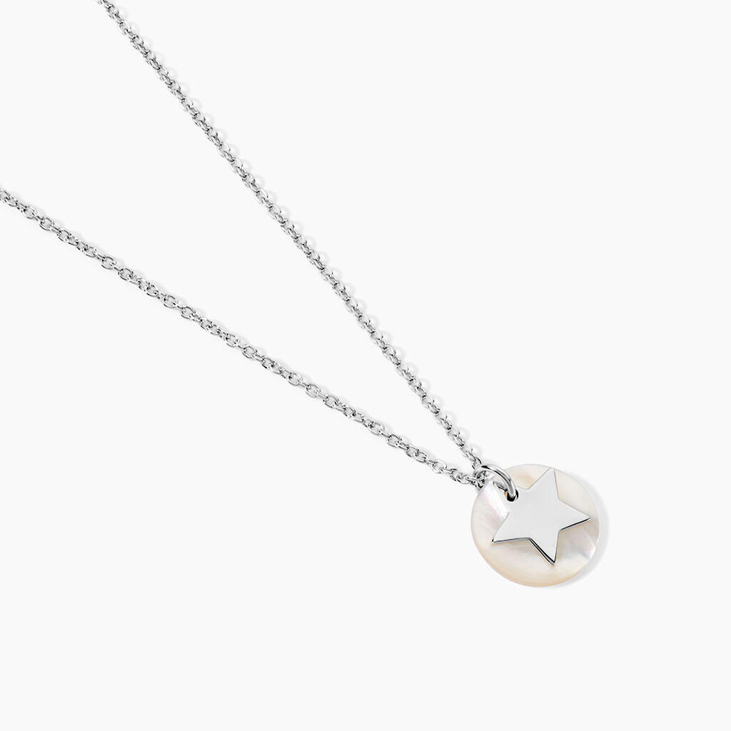 Collier Argent Blanc Pierine Nacre - Ras de cou Femme | Histoire d’Or