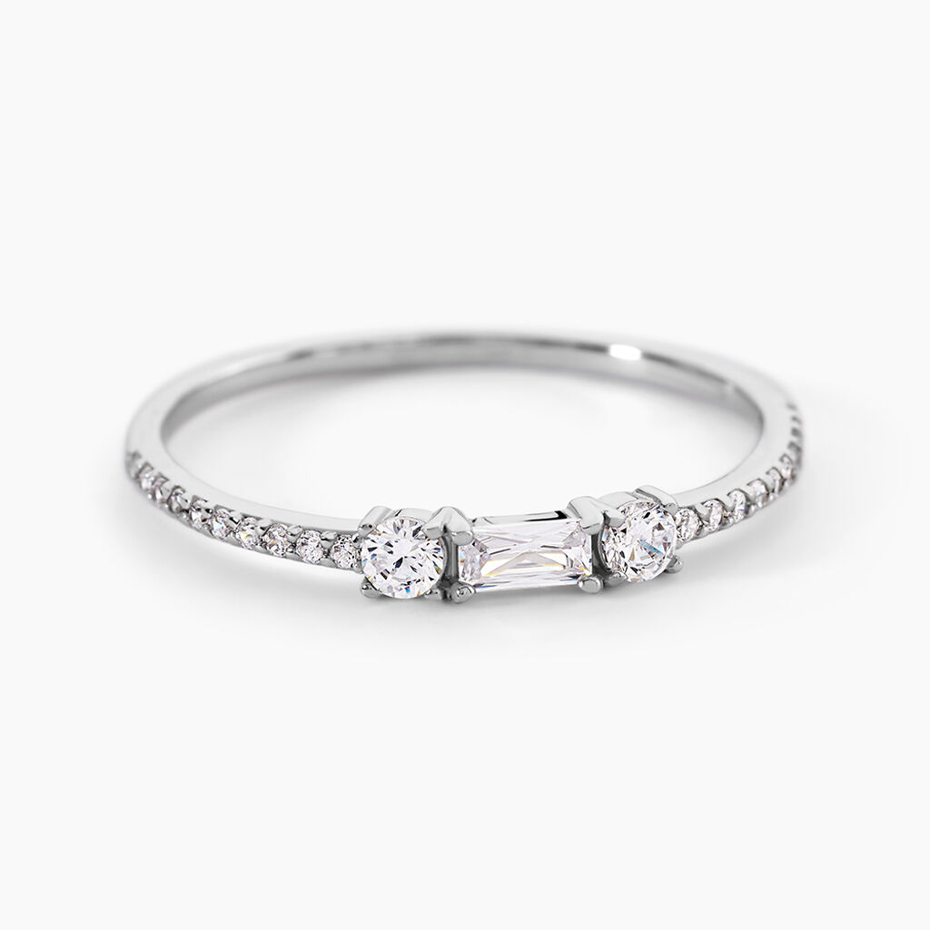 Bague Baguette Argent Blanc Oxyde De Zirconium - Bagues avec pierre Femme | Histoire d&rsquo;Or