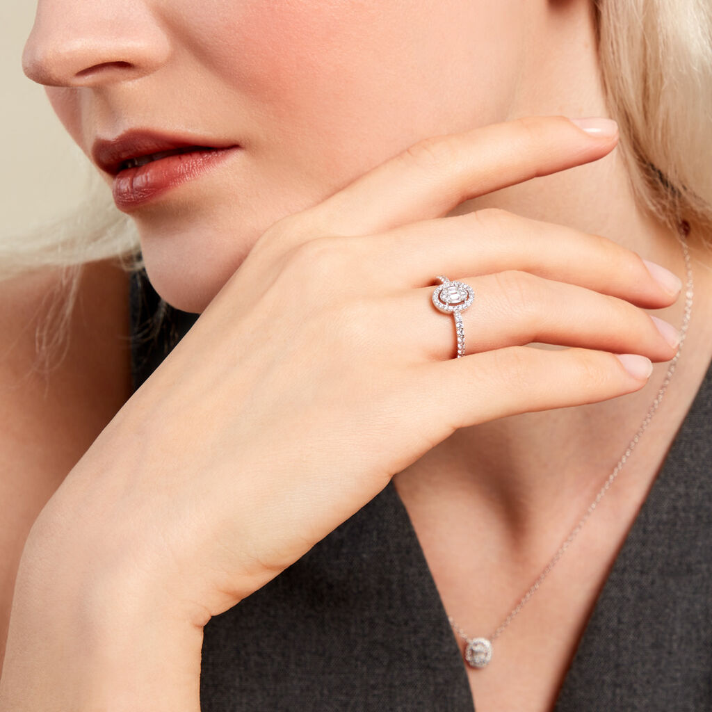 Bague Baroque Party Argent Blanc Oxyde De Zirconium - Bagues solitaires Femme | Histoire d’Or