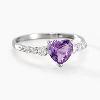 Bague Or Blanc Fany Améthyste Oxydes De Zirconium