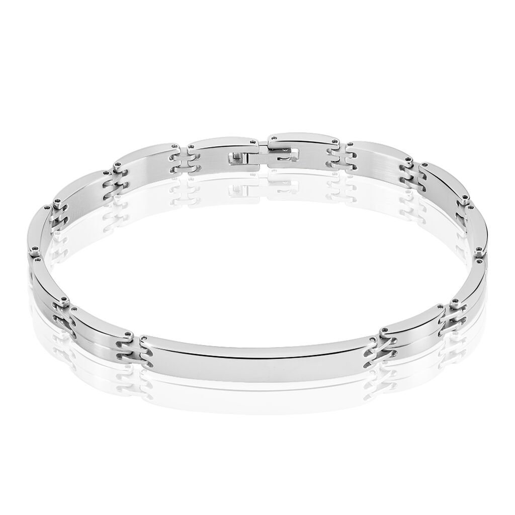 Bracelet Identité Isidore Acier Blanc - Gourmettes Homme | Histoire d’Or
