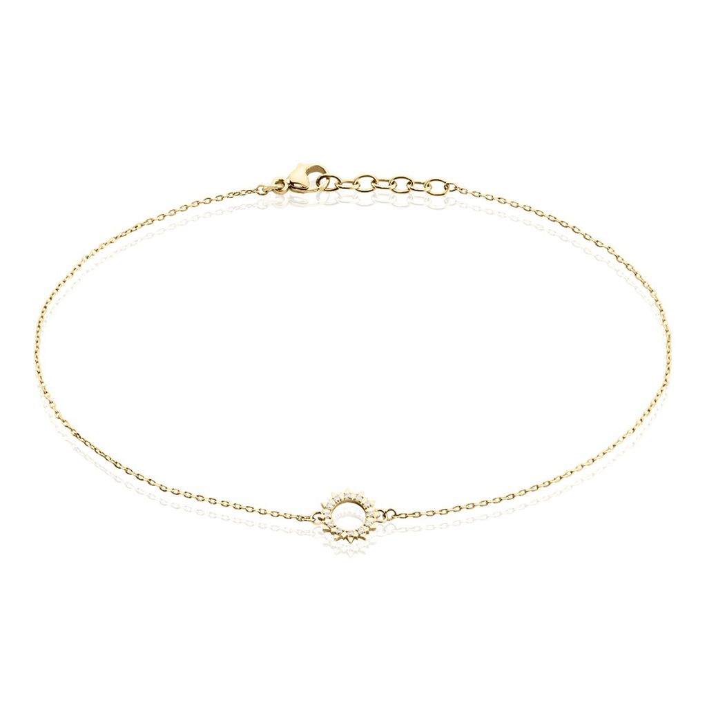 Chaîne De Cheville Aku Plaqué Or Doré Oxyde De Zirconium Blanc - Chaînes de cheville Femme | Histoire d’Or
