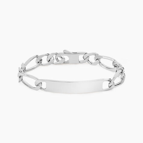 Bracelet Identit&eacute; Vila Maille Alternee 1/2 Argent Blanc - Gourmettes Homme | Histoire d&rsquo;Or