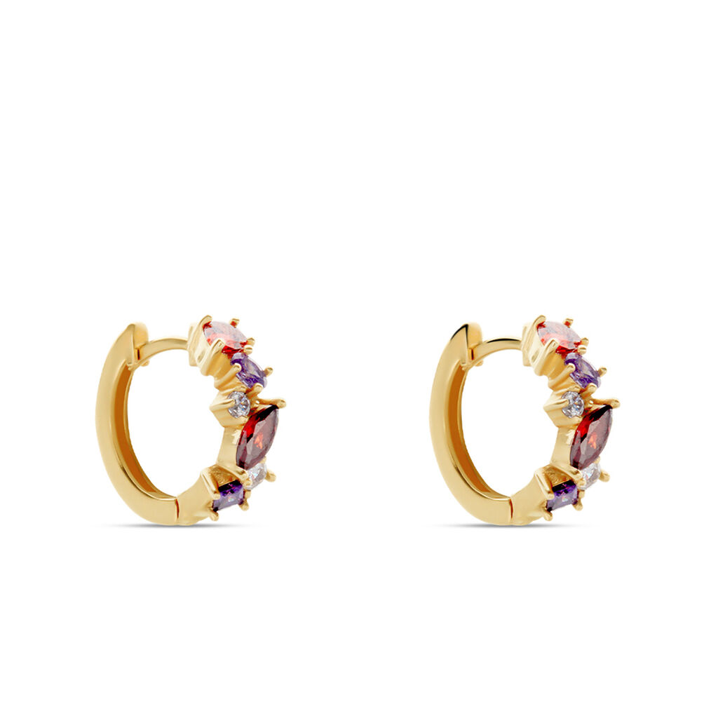 Créoles Muire Plaqué Or Jaune Oxyde De Zirconium - Boucles d'oreilles créoles Femme | Histoire d’Or
