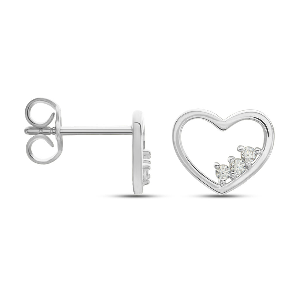 Boucles D'oreilles Puces Argent Blanc Shelan Oxydes De Zirconium - Boucles d'oreilles fantaisie Femme | Histoire d’Or