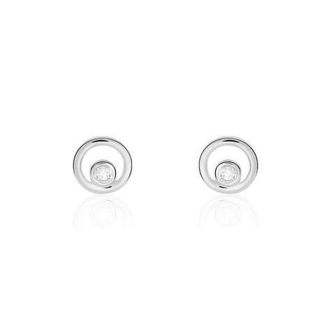 Boucles D'oreilles Puces Fidelia Or Blanc Diamant - Clous d'oreilles Femme | Histoire d’Or