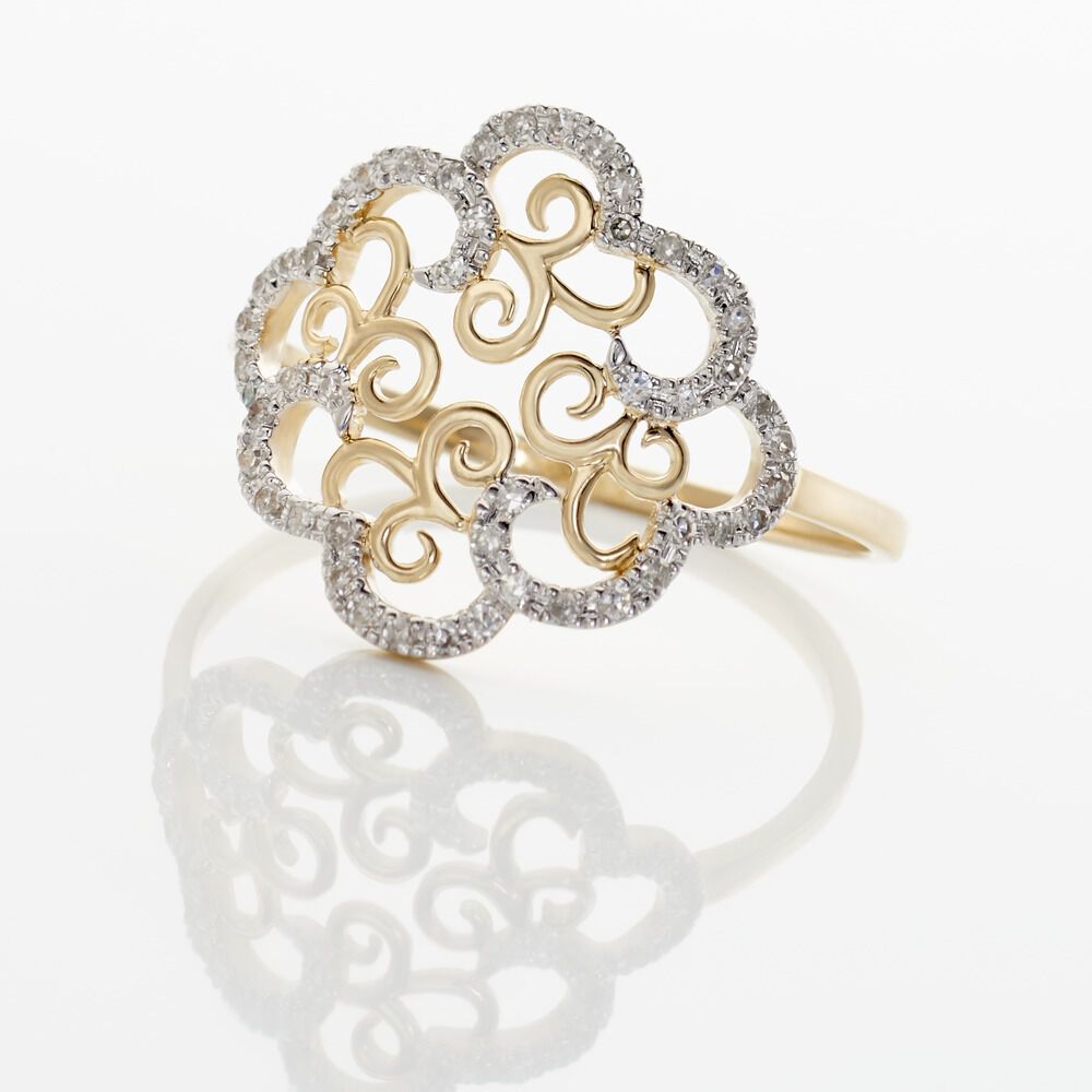 Bagues avec pierre Arabesque Or Diamant Ronde Micro serti Jaune