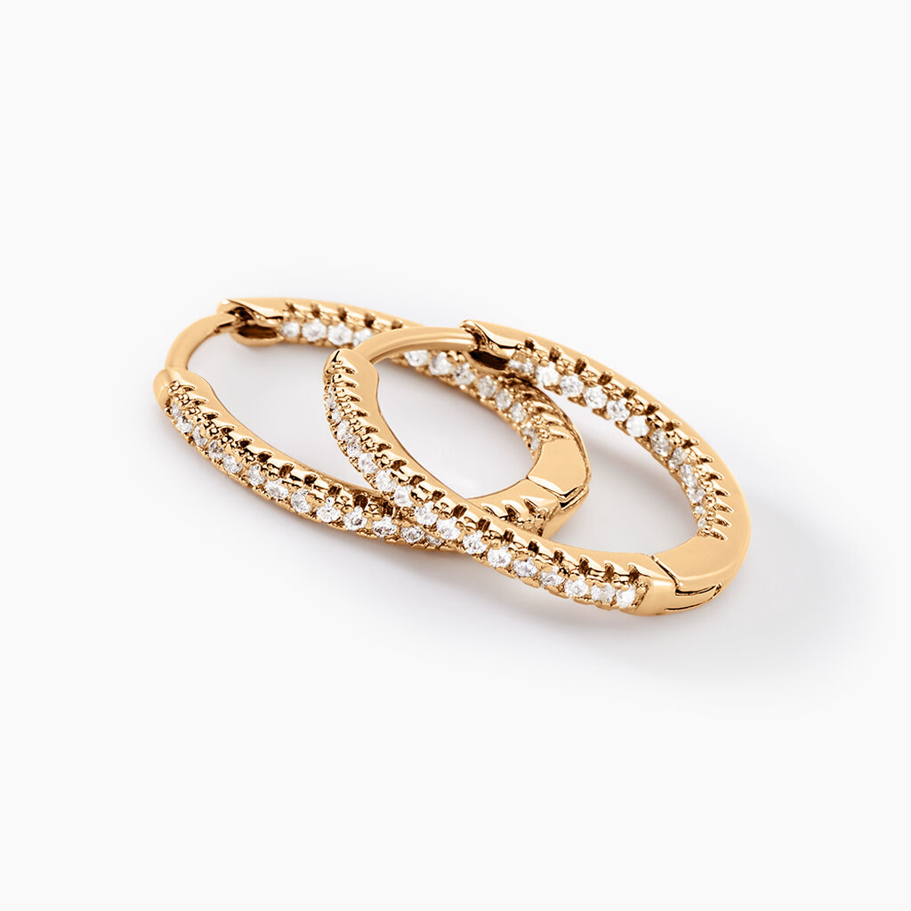 Cr&eacute;oles Karolina Rondes Plaqu&eacute; Or Jaune Oxyde De Zirconium - Boucles d'oreilles cr&eacute;oles Femme | Histoire d&rsquo;Or